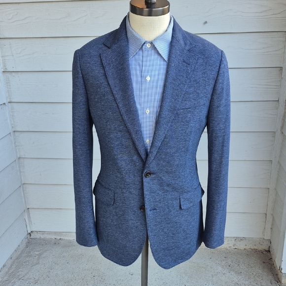 BONOBOS Recent Light Blue Grey Weave Cotton Sz 38 L Athletic Fit Mens Sport Coat